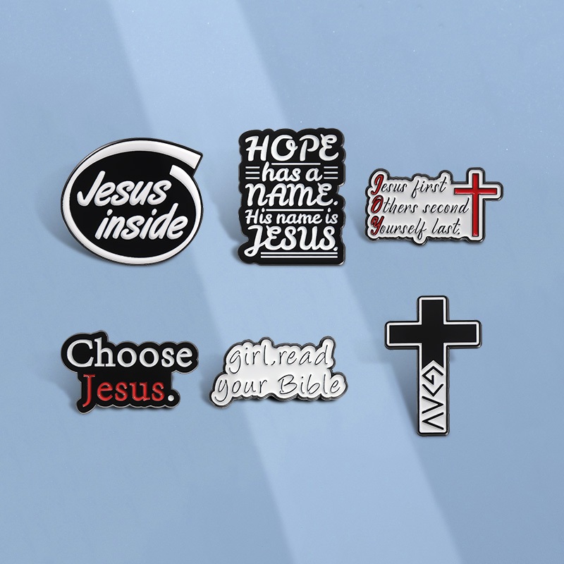 100รูปแบบอีสเตอร์พระเยซูชุดเคลือบ หมุด ฉันรักพระเยซูข้อความเข็มกลัดโลหะข้ามป้ายอุปกรณ์เสื้อผ้าเครื่องประดับของขวัญ - รูปที่ 5