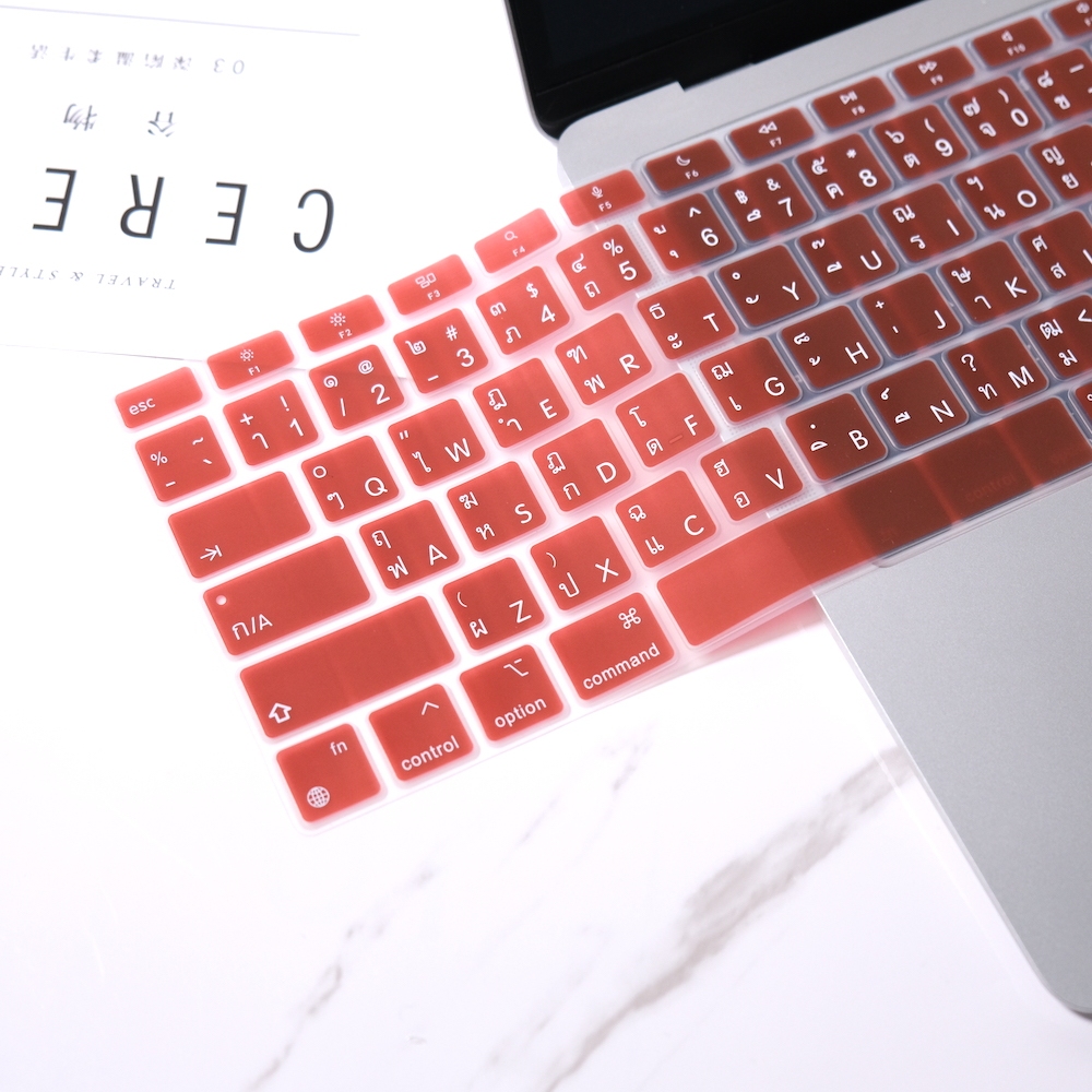 ไทย US Layout แป้นพิมพ์สีดําผิวสําหรับ MacBook M4 M3 M2 M1 ซิลิโคนคีย์บอร์ดฟิล์ม Air Pro13 14 15 16 นิ้ว A3241 A3112 A3403 A3113 A3240 A3114 A2918 A2992 A2991 A2337 A2338