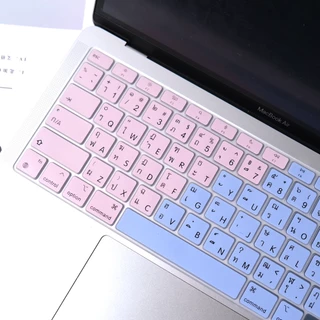 ไทย US Layout แป้นพิมพ์สีดําผิวสําหรับ MacBook M4 M3 M2 M1 ซิลิโคนคีย์บอร์ดฟิล์ม Air Pro13 14 15 16 นิ้ว A3241 A3112 A3403 A3113 A3240 A3114 A2918 A2992 A2991 A2337 A2338