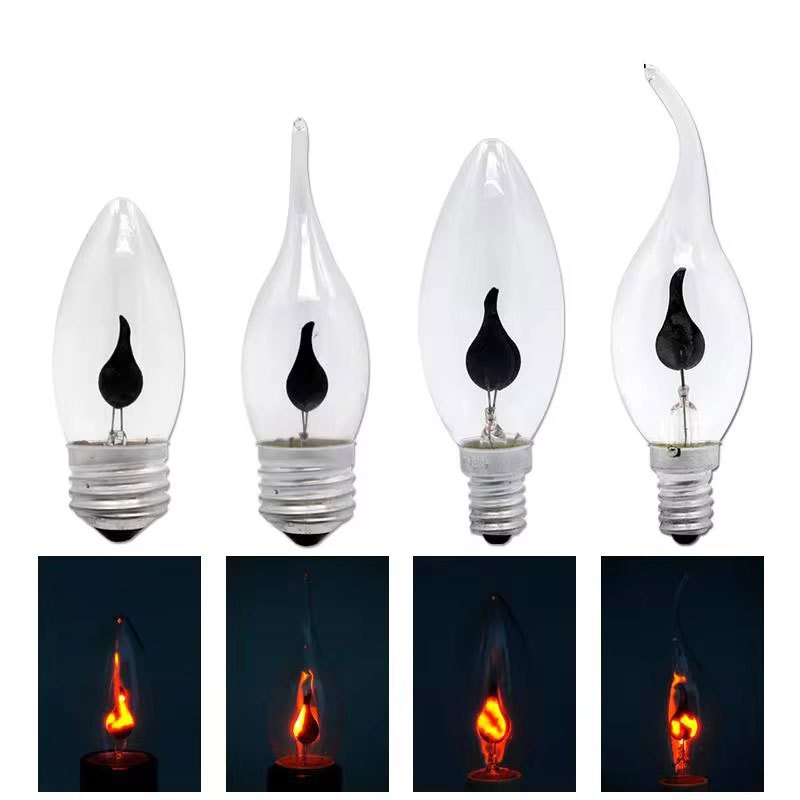 หลอดไฟ LED เทียนเปลวไฟ E14 E27 3W AC220V สําหรับตกแต่งบ้าน RP0482