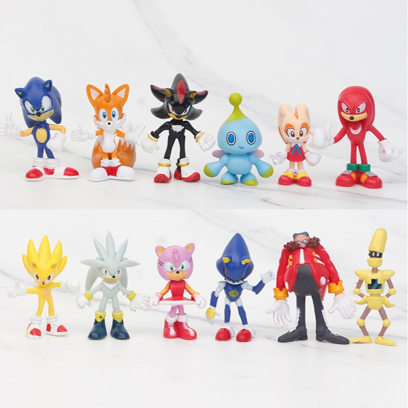 12 ชิ้น/เซ็ตเกม Sonic the Hedgehog Tails Knuckles the Echidna Shadow the Hedgehog Dr. Eggman Sonic M