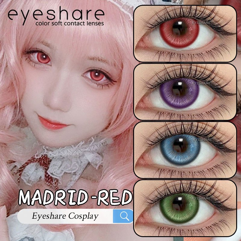 คอนแทคเลนส์ 1 คู่สีแดงสีฟ้าสีม่วงสีคอนแทคเลนส์คอสเพลย์ฮาโลวีนคอนแทคเลนส์ตาน่ารัก