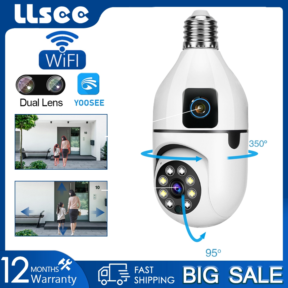 Llesse YOOSEE 4MP WIFI ไร้สายในร่มมินิกล้อง E27 หลอดไฟกล้องวงจรปิดหน้าจอคู่สมาร์ท Home Security สี Night Vision สองทิศทาง Call การติดตามมือถือ
