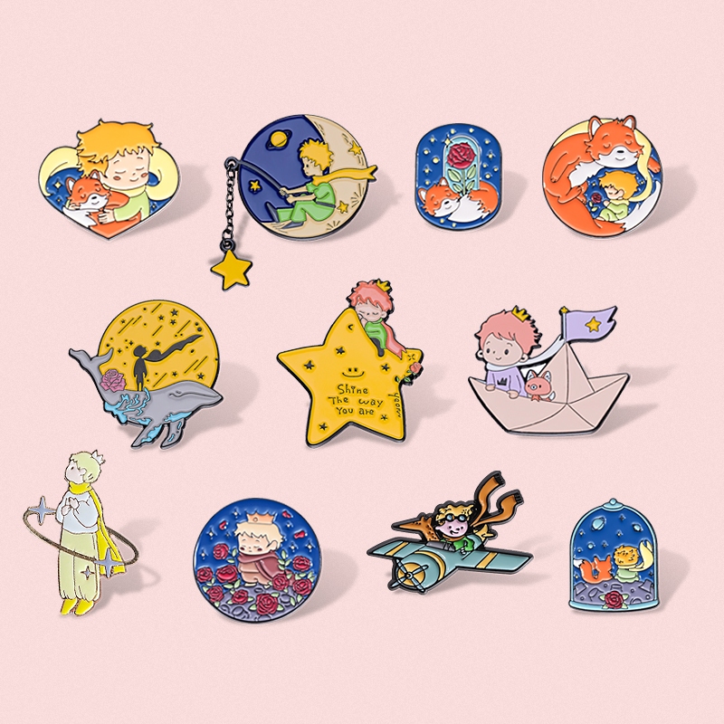 การ ์ ตูน Little Prince Series เคลือบ Lapel Pin Star Moon Healing โลหะ Pin Badge เสื ้ อผ ้ าอุปกรณ ์ เสริมของขวัญสําหรับเพื ่ อน