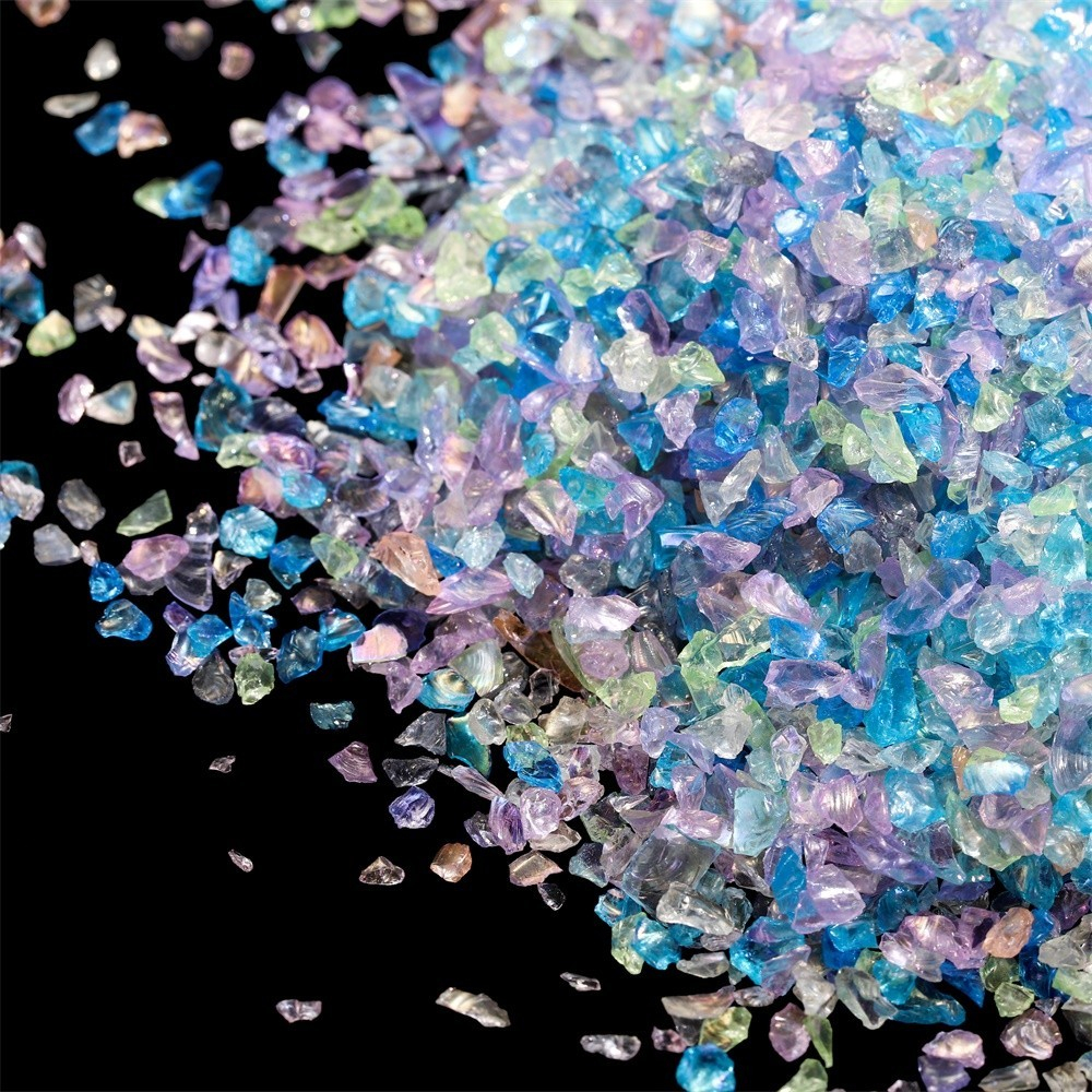 St, kunkka 20/50g AB Symphony แก้วกรวดรูปร่างผิดปกติโปร่งใสคริสตัลทราย Glitter บรรจุ DIY บรรจุกรอบรูปอุปกรณ์ตกแต่งเล็บ