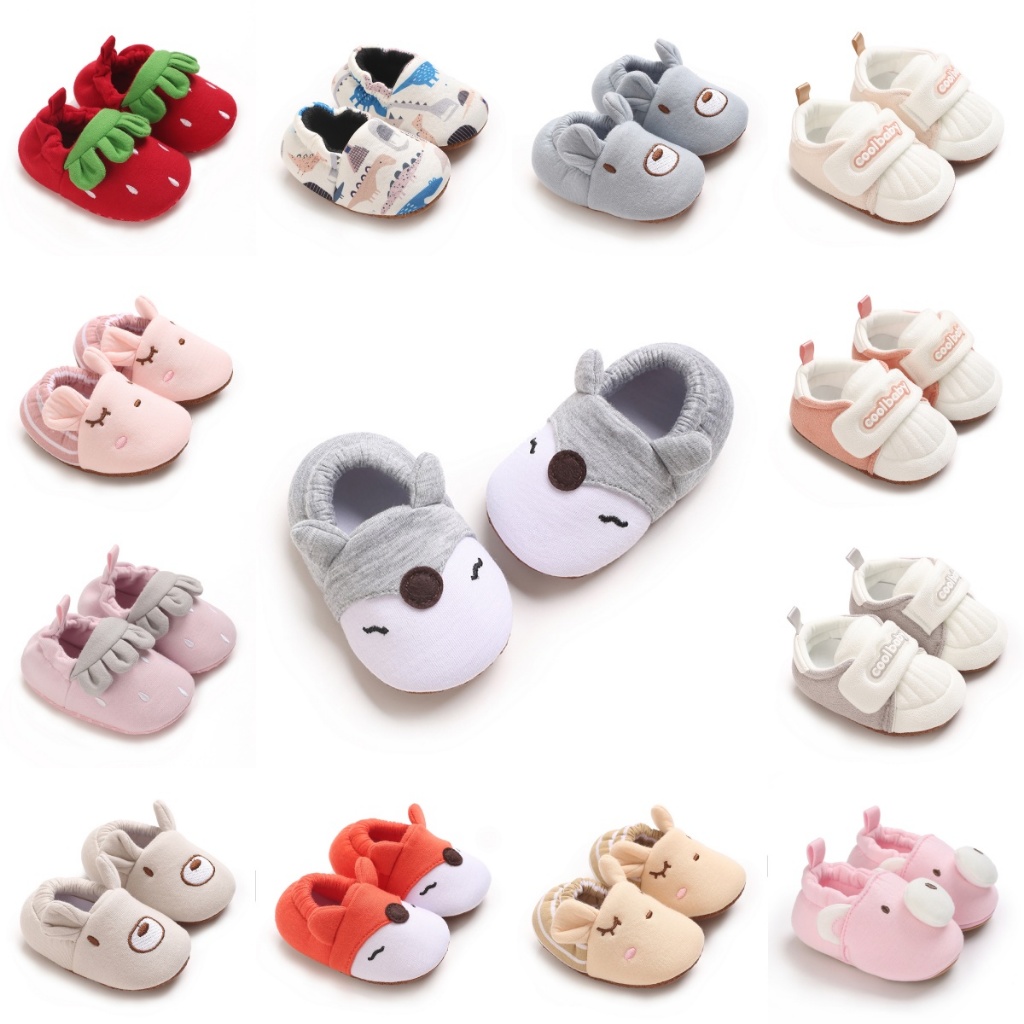 แฟชั่นเด็กทารกหญิงชายน่ารักนุ่มการ์ตูนลื่นผ้าฝ้ายเด็กวัยหัดเดินรองเท้าเจ้าหญิงสัตว์รูปแบบแรก วอล์คเกอร์ รองเท้าสําหรับทารกแรกเกิด