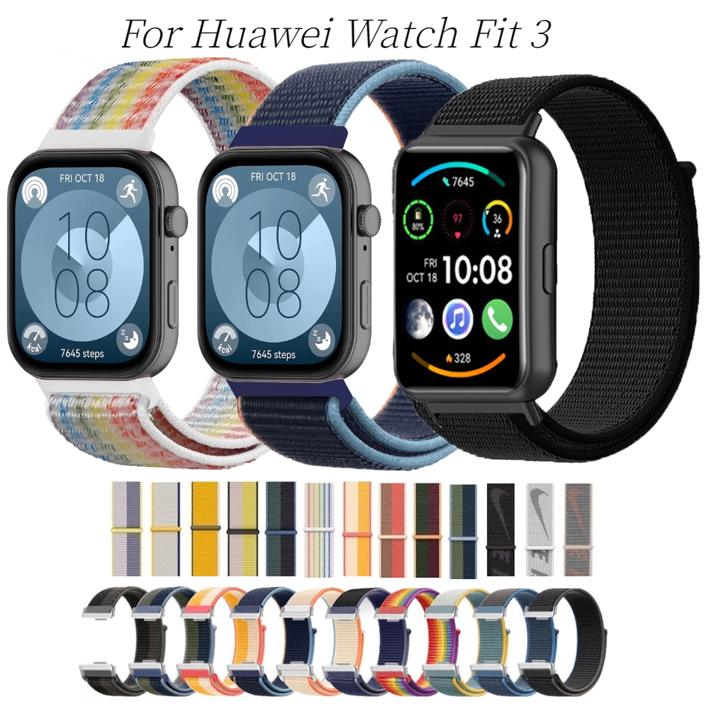 ไนลอน Braided Sport Loop Band สําหรับ Huawei นาฬิกา Fit 2 3 ใหม่ SE Fit2 Fit3 กันน้ําและ Breathable แฟชั่นคลาสสิกเปลี่ยนสายนาฬิกา