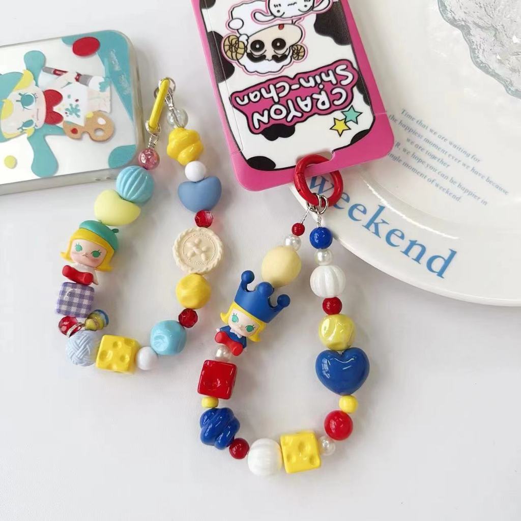 สไตล์ใหม่เวอร์ชั่นเกาหลีการ์ตูนเรียบง่าย Matt Resin Love Frosted Beaded Lanyard โทรศัพท์มือถือพวงกุญแจกระเป๋าจี้