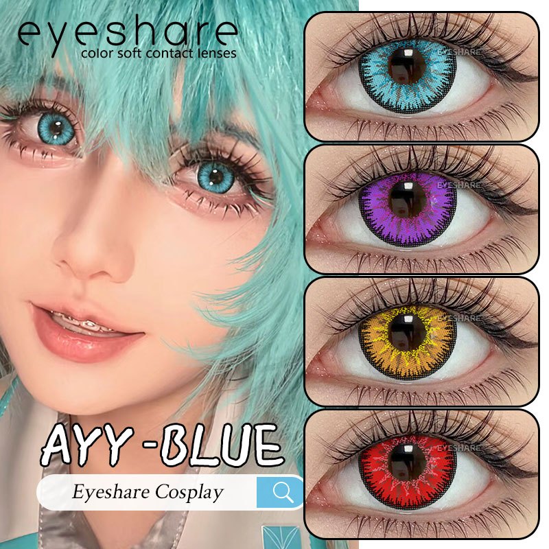 คอนแทคเลนส์ 1 คู่สีฟ้าสีม่วงสีแดงคอนแทคเลนส์คอสเพลย์ฮาโลวีนตาน่ารัก