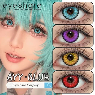 คอนแทคเลนส์ 1 คู่สีฟ้าสีม่วงสีแดงคอนแทคเลนส์คอสเพลย์ฮาโลวีนตาน่ารัก