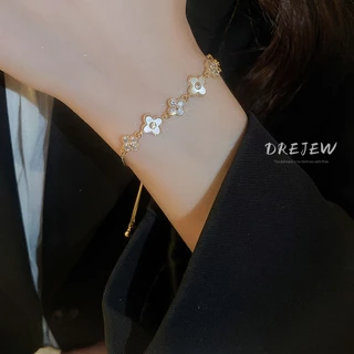 DREJEW เพทายสร้อยข้อมือดอกไม้สี่แฉกโชคดีแฟชั่นแสงหรูหราระดับไฮเอนด์อารมณ์สร้อยข้อมือแบบปรับได้สําหรับผู้หญิง