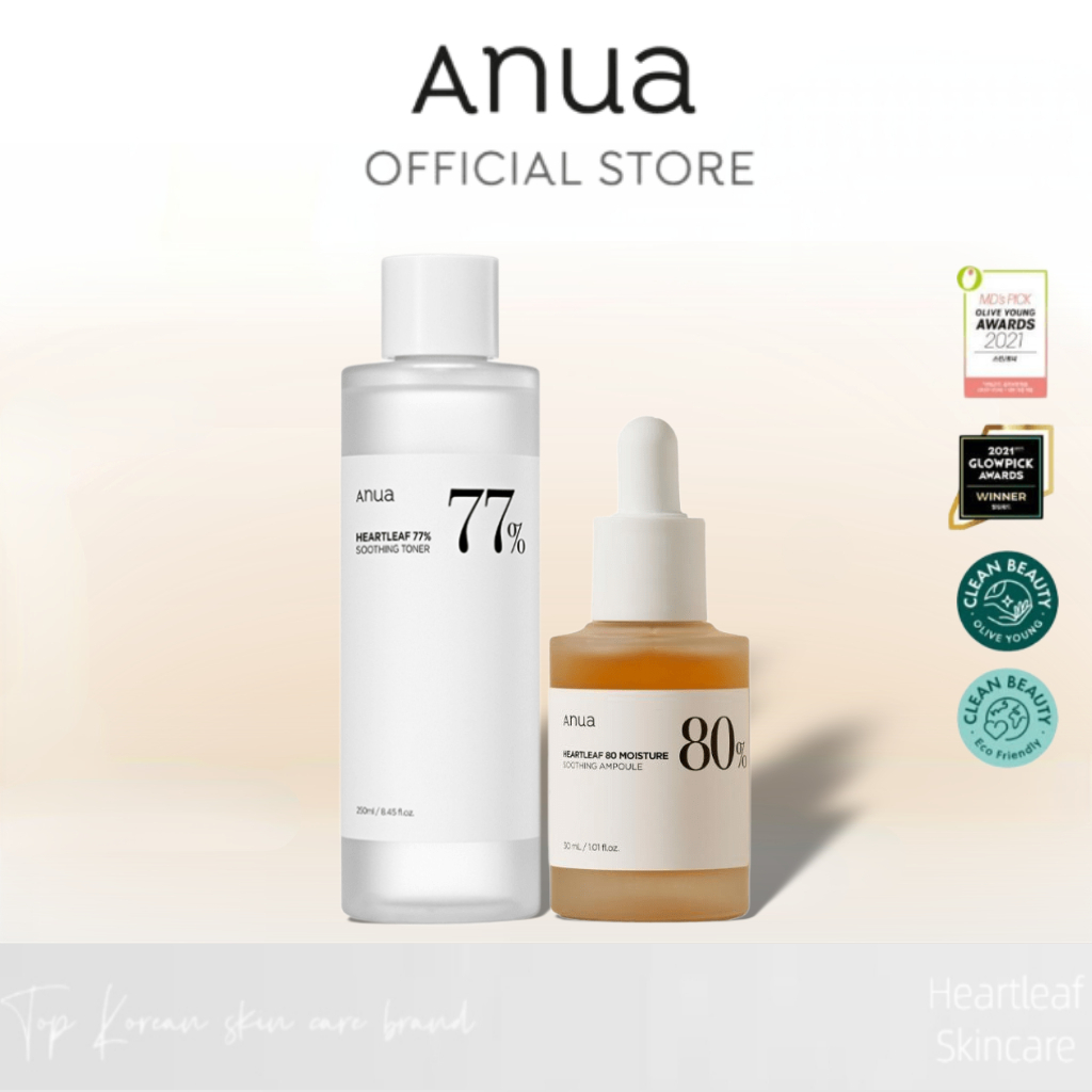 Anua Heartleaf 80% Moisture Soothing Ampoule 30ml+Anua Heartleaf 77% Soothing Toner 250ml