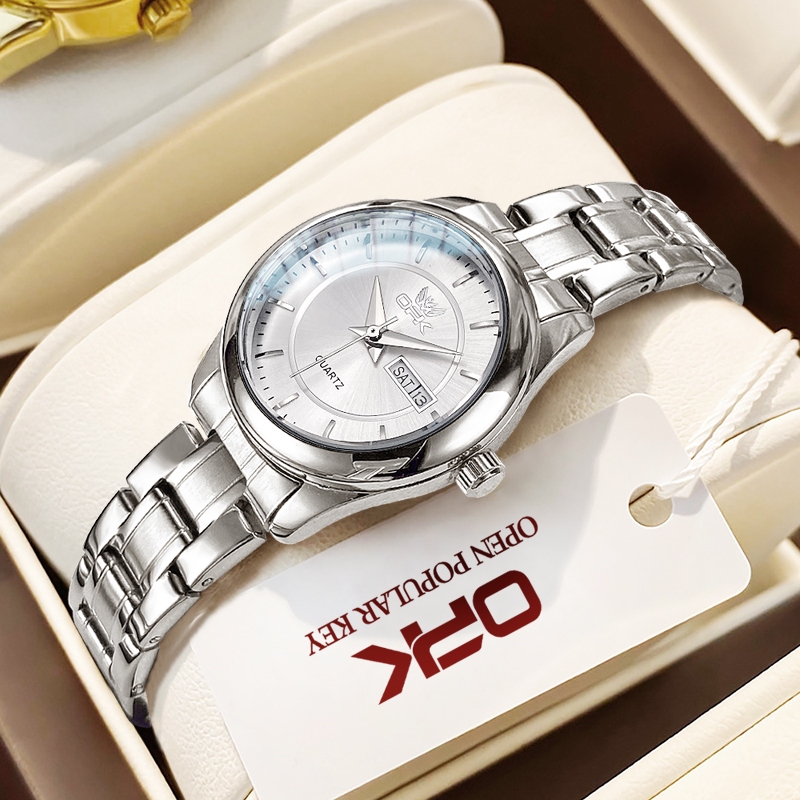 OPK นาฬิกาข้อมือผู้หญิง กันน้ํา 100% ของแท้ สายสแตนเลส ทันสมัย ​​นาฬิกาควอตซ์ ของขวัญวันเกิดผู้หญิง และลำลอง 6022