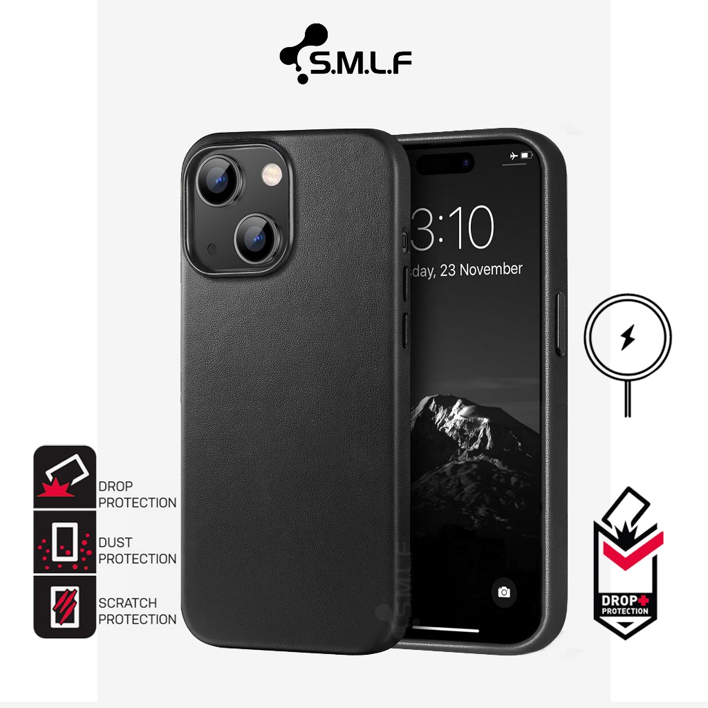 SMLF Nappa leather Magnetic Case For iPhone 16 Pro Max 15 Pro Max 14 Pro Max 13 Pro Max 12 Pro Max เ