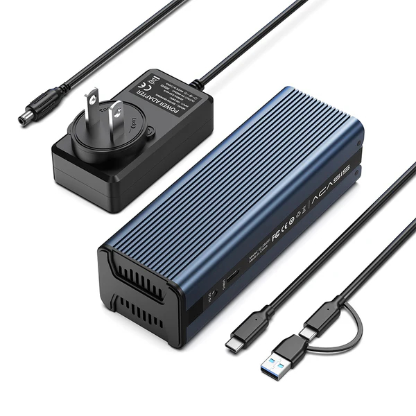 Acasis Dual Bay M.2 NVME SSD Enclosure Offline Clone Duplicator USB C3.2 Gen2 20Gbps สําหรับ M.2 NVME SSD Hard Drive Reader ในตัวพัดลมระบายความร้อนเครื่องมือฟรีติดตั้ง (EC-DM201)