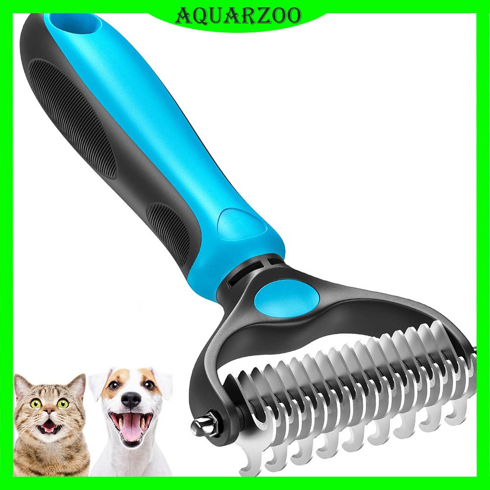 Aquarzoo สัตว์เลี้ยงกรูมมิ่งแปรงหวี 2 ด้าน Undercoat หวีกําจัดขนสําหรับแมวสุนัขปลอดภัยหวีสําหรับยุ่งเหยิงง่ายถอดผมบิน