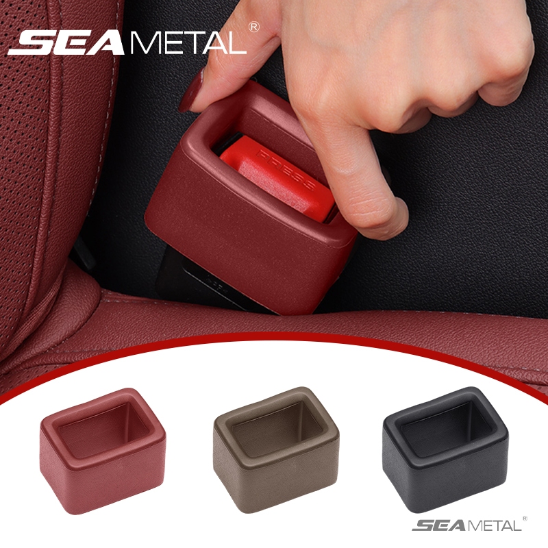 Seametal เข็มขัดนิรภัยรถยนต์หัวเข็มขัดซิลิโคนฝาครอบป้องกันเข็มขัดนิรภัยรถยนต์หัวเข็มขัดป้องกันรอยขีดข่วนอุปกรณ์เสริมในรถยนต์สากล