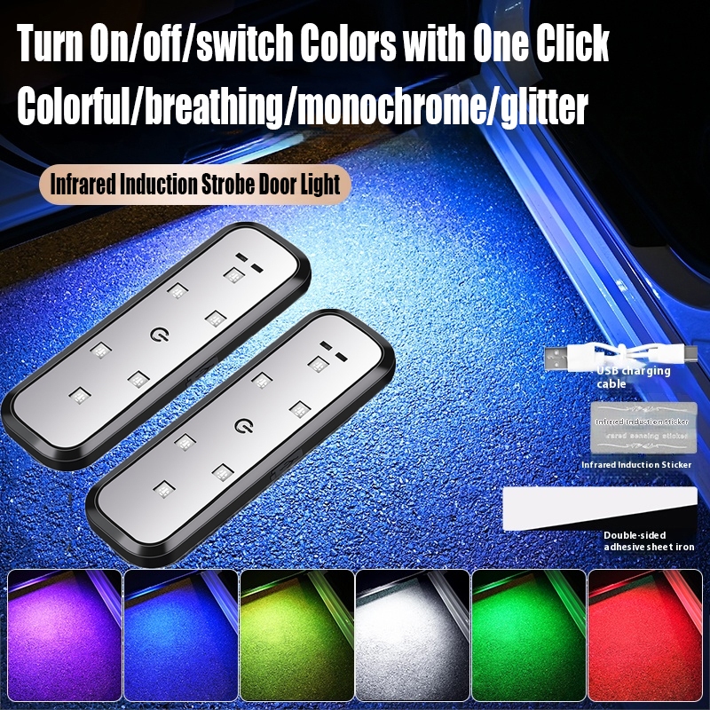ประตูรถ Llight LED ยินดีต้อนรับ Photomagnetic Control USB ชาร์จเปิดประตูอัตโนมัติความปลอดภัย Anti-Collision สัญญาณฉุกเฉิน