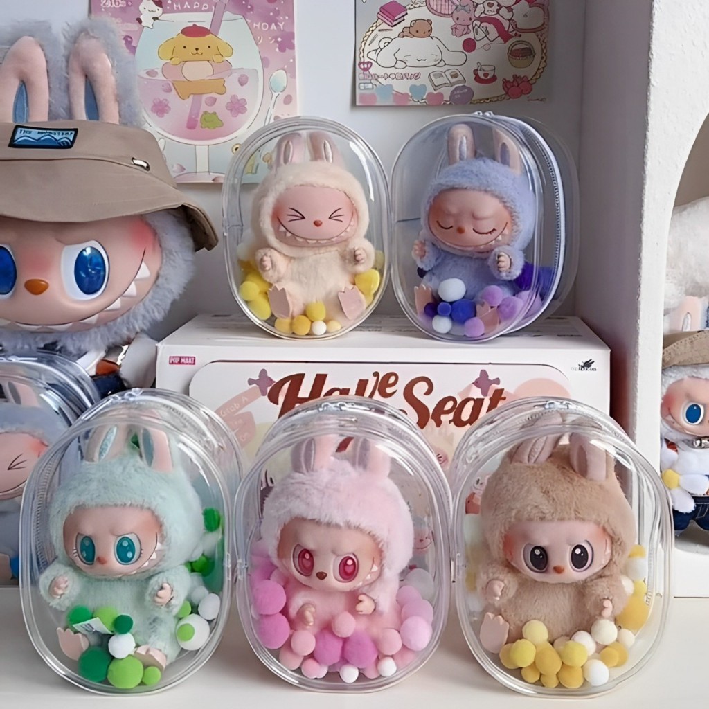 AILIGAP Labubu V2 พวงกุญแจ กระเป๋าเก็บตุ๊กตาปริศนา แบบใส ขนาด 15 ซม.สะดวกและทันสมัย