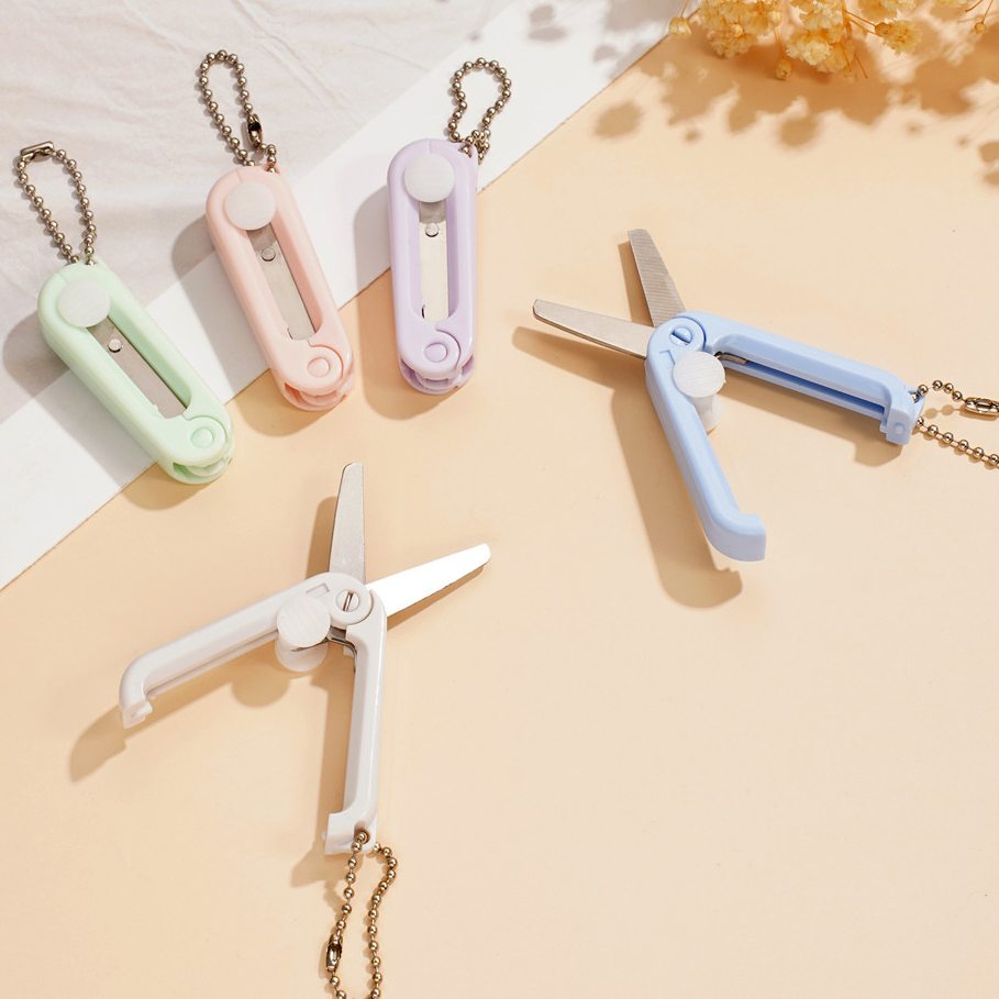 St. kunkka 1 ชิ้นสแตนเลสกรรไกรขนาดเล็ก Macaron สีพลาสติกพับ Handmade กรรไกรสําหร