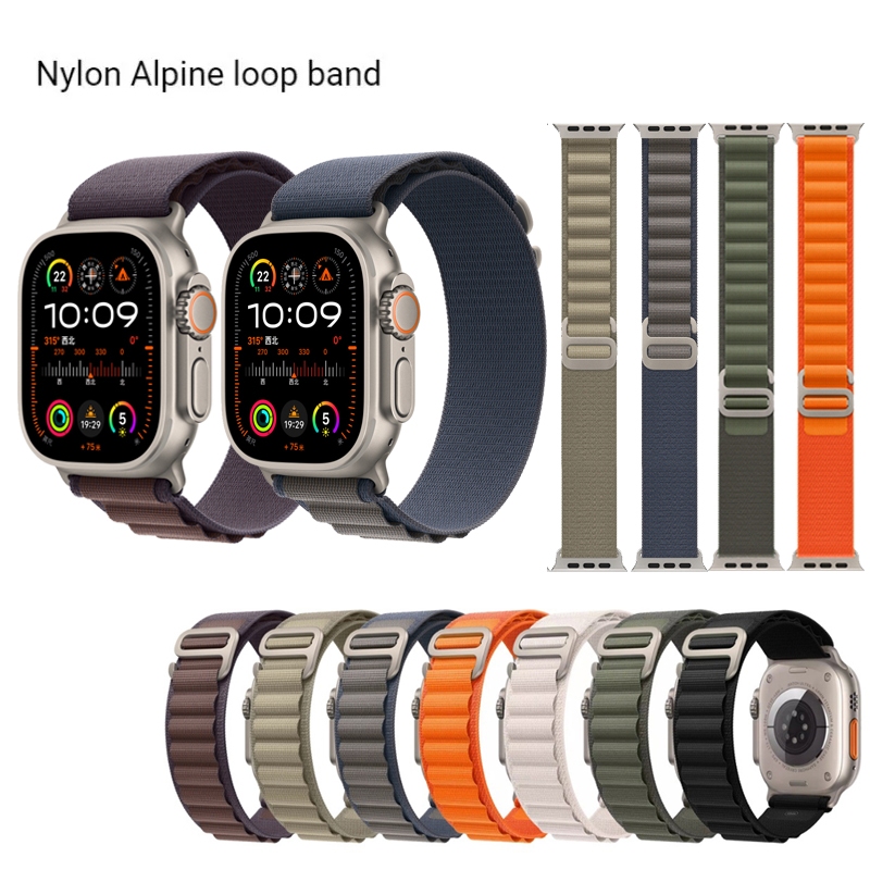 Alpine Loop Strap สายไนลอนสําหรับ Apple Watch Ultra 2 49 มม.44 มม.40 มม.42 มม.38 มม.Series 9 8 7 6 5 3 Se 45 มม.41 มม.สร้อยข้อมือ