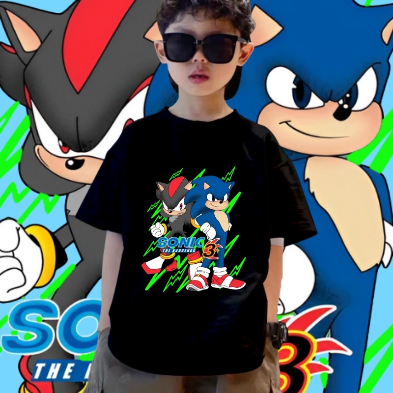 เสื้อยืดเด็ก Sonic The Hedgehog Children's Tshirt ผ้าฝ้ายเนื้อนุ่ม มี 8 สี เหมาะสำหรับเด็กผู้ชาย ขนาด 100-150ซม