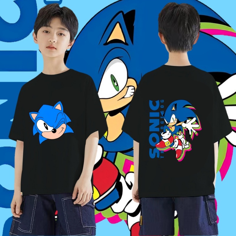 เสื้อยืดเด็ก Sonic The Hedgehog Children's Tshirt ผ้าฝ้ายเนื้อนุ่ม มี 8 สี เหมาะสำหรับเด็กผู้ชาย ขนาด 100-150ซม N0.01