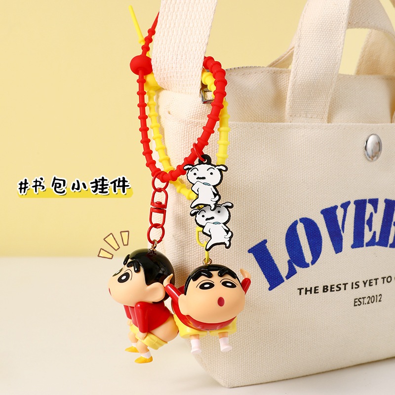 การ์ตูนของแท้ Crayon Shin-chan ชุดผายลมการ์ตูนน่ารักพวงกุญแจอะนิเมะตุ๊กตากระเป๋านักเรียนกระเป๋าจี้ - รูปที่ 3