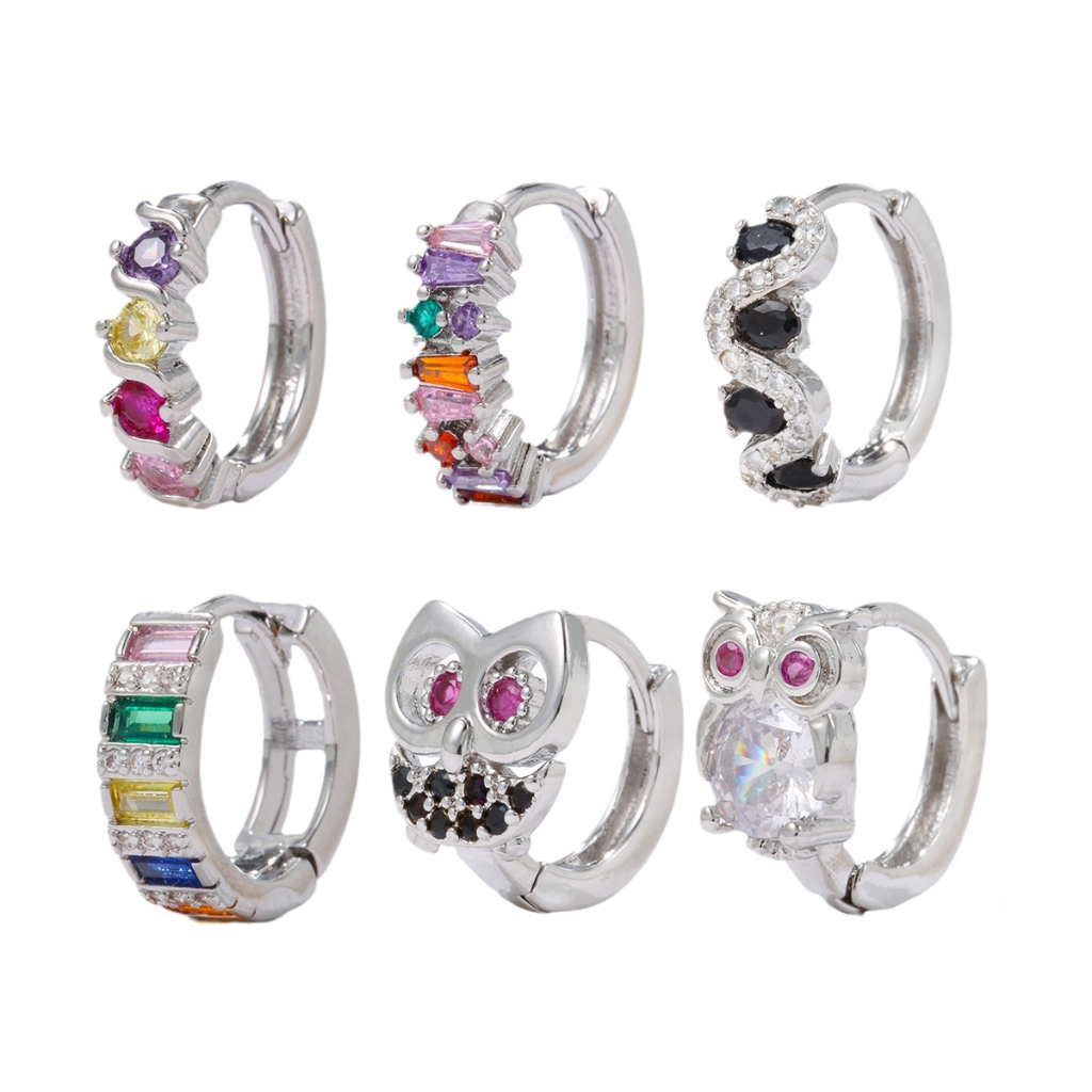 1 ชิ้น 316ล ต่างหูห่วงสแตนเลสต่างหูห่วงนกฮูกต่างหูสัตว์เล็กน่ารัก