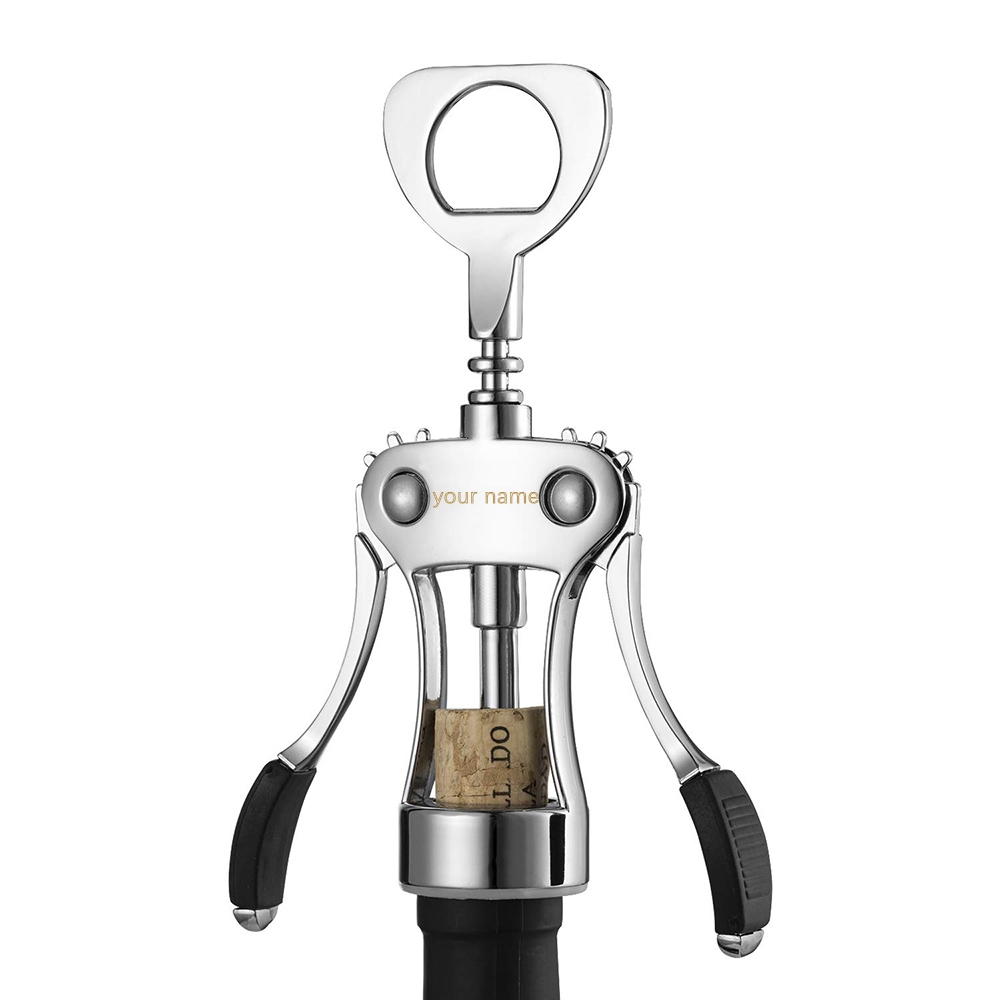 ส่วนบุคคลไวน์แดง Corkscrew ที่เปิดขวดไวน์โลหะผสมสังกะสี Wing Corkscrew แกะสลักฟรี