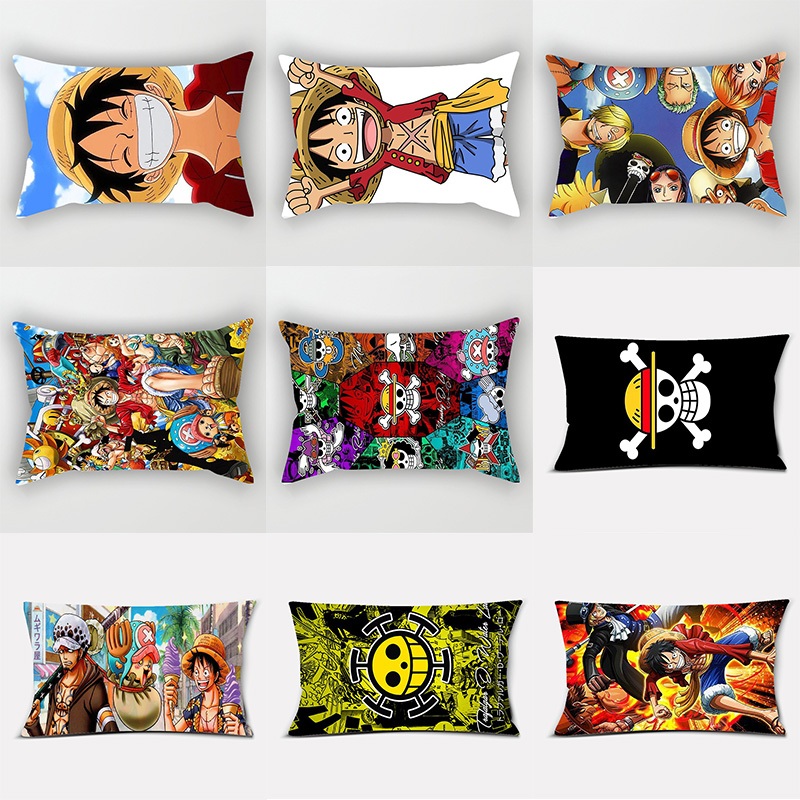อะนิเมะ One Piece Luffy หมอนสั้น Plush กํามะหยี่สี่เหลี่ยมผืนผ้าหมอนตกแต่งห้องตกแต่งบ้านเบาะ