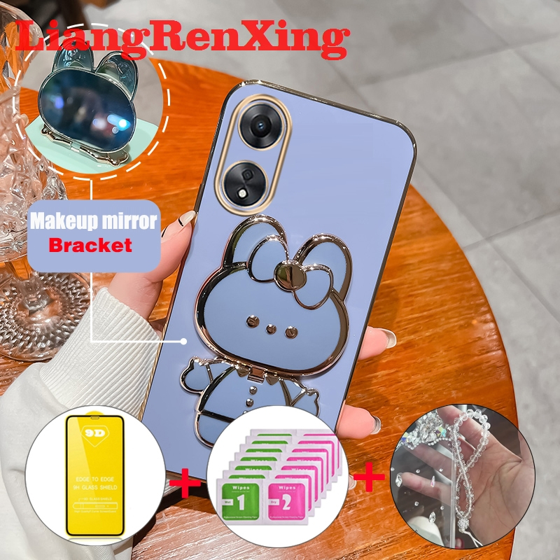 [ด้วยกระจก] เคส ปลอก OPPO Reno 8T 4G Reno 8T 5G 2023 OPPO A78 4G OPPO A58 4G A78 5G กรัมโทรศัพท์กรณี softcase electroplated ซิลิโคนกันกระแทกปกการออกแบบใหม่ความงาม ddmt