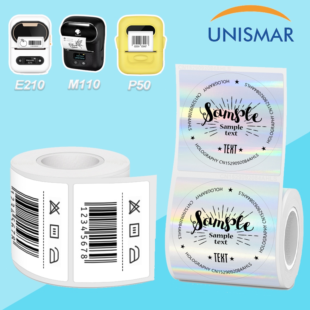 Thermal Label สติกเกอร์กระดาษ Multi-ขนาดสําหรับ Phomemo M110 / M220 / M200, Pristar E210, Marklife P50 เครื่องพิมพ์ความร้อน Self-กาวสีขาวใส