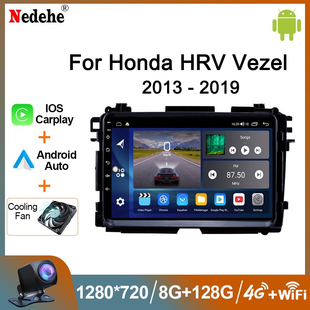 2 Din รถวิทยุสเตอริโอ Android 12 Wireless Carplay สําหรับ Honda HRV H RV Vezel XRV 2013- 2018 เครื่อ