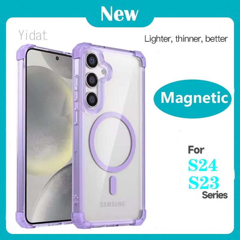 ถุงลมนิรภัยปลอกแข็งแม่เหล็กสําหรับ Samsung Galaxy S23 S24 S22 S21Ultra Plus 5G เคสกันกระแทกฝาครอบป้องกัน