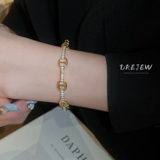 DREJEW เดรจว ทอง 18เค ชุบด้วยไฟฟ้าเพทายสร้อยข้อมือรูปไข่อุตส…