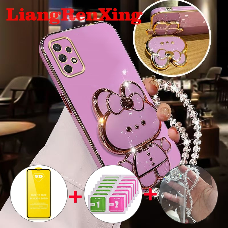 [ด้วยกระจก] เคส ปลอกซัมซุง SAMSUNG A52 ซัมซุง SAMSUNG a52s 5G กรัมโทรศัพท์กรณี softcase electroplated ซิลิโคนกันกระแทกที่ครอบการออกแบบใหม่ความงามกับผู้ถือกระต่าย DDMTSL01