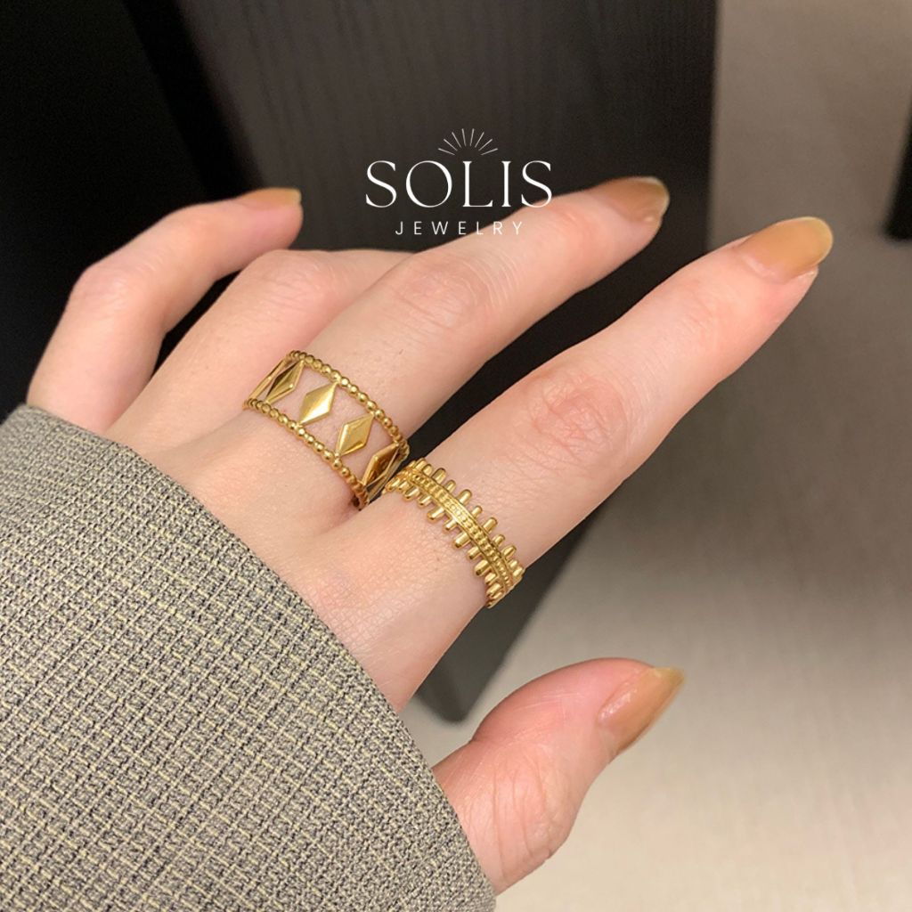 ปรับ Osmanthus ดอกไม้ชั้นเปิดแหวนทอง • กันน้ําไม่ซีดจาง Tarnish • ชุบทอง 18K 316L สแตนเลสไทเทเนียมเหล็กแฟชั่นเครื่องประดับสําหรับผู้หญิง RG418