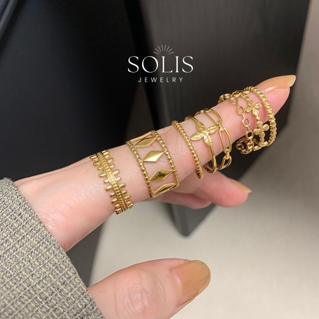ปรับ Osmanthus ดอกไม้ชั้นเปิดแหวนทอง • กันน้ําไม่ซีดจาง Tarnish • ชุบทอง 18K 316L สแตนเลสไทเทเนียมเหล็กแฟชั่นเครื่องประดับสําหรับผู้หญิง RG418
