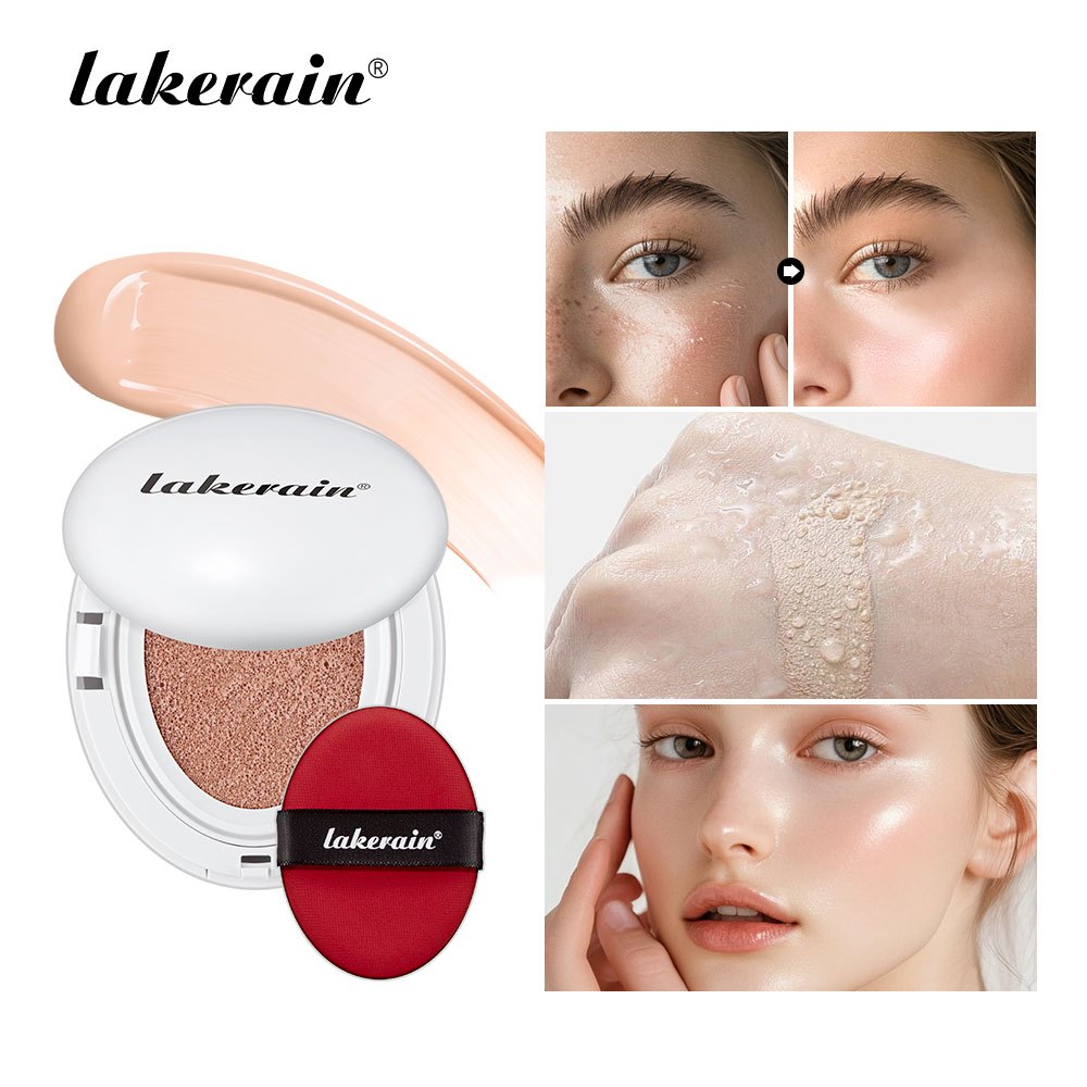 Lakerain Glow Cream Cushion, Air Cushion Bb Cream ,Lightweight, Buildable Coverage, Natural Coverage, Hydrating, Dewy, Glow Finish, 24 ชั่วโมงแต่งหน้าติดทนนาน