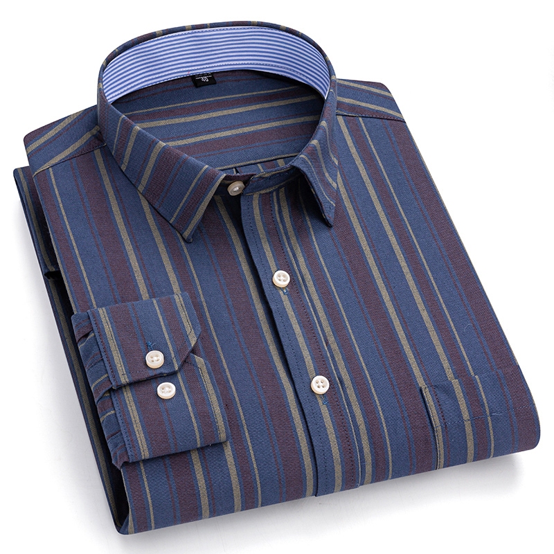 Casual ผ้าฝ้าย 100% แขนยาว Plus ขนาด Oxford ลายสไตล์เกาหลี Social Men เสื้อ 9xl – โปรปัง