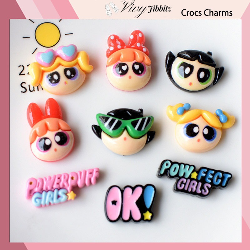 Jibbitz Crocs จิ๊บบิท ติดรองเท้า Powerpuff Girls ของแทั Jibbitz Crocs เกาหลี Lt-003