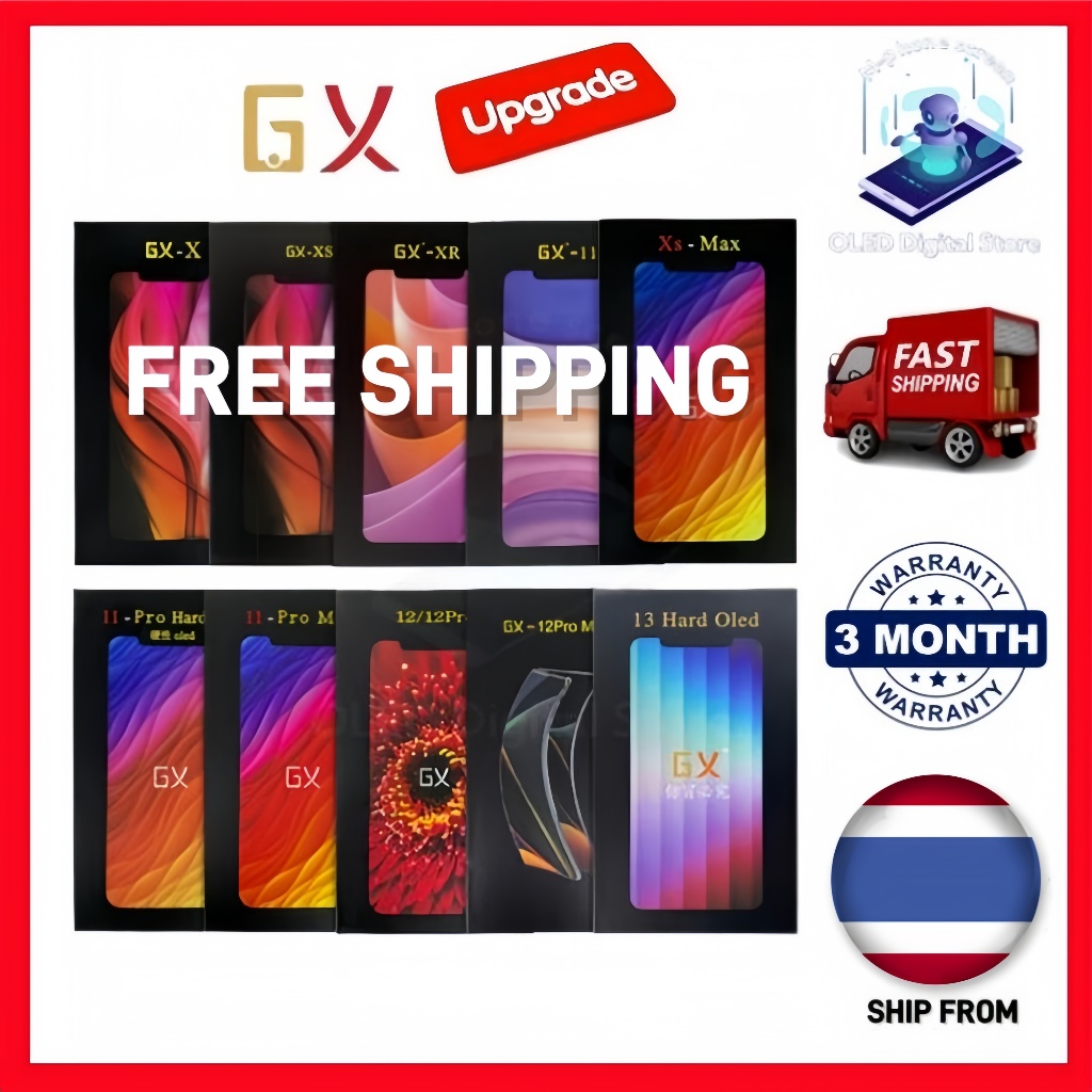 ส่งฟรี Gx OLED LCD TouchScreen จอแสดงผล Digitizer สําหรับX XS XR XS MAX 11 PRO max 12 6 7 8 Plus