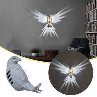 Modern Creative Bird Wall Lamp Owl Wall Lamp Modern Projection Lamp Creative Atmosphere 3D Printing Body Animal Lighting Gloss