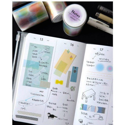 โอยา | ญี่ปุ่น Halo PET โปร่งใส Die-Cut สติกเกอร์ม้วนกันน้ํา Basic Functional คู่มือเทป Geometric Dot Index สติกเกอร์สไตล์เกาหลีคู่มือ