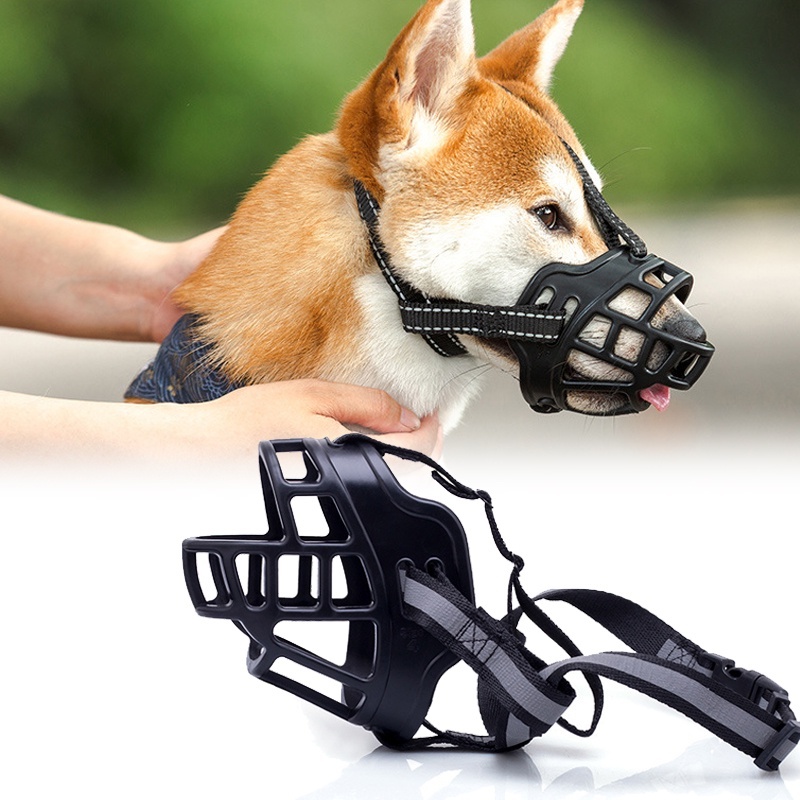 ตะกร้อครอบปากสุนัขแบบปรับได้พลาสติก Anti-Biting และ Anti-Barking Dog Muzzle