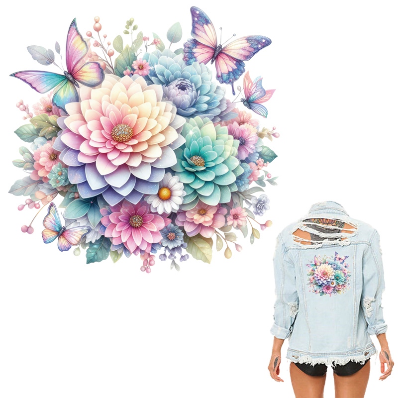 ดอกไม้ที่สวยงามเสื้อผ้าสติกเกอร์สําหรับสาวผู้หญิงเสื้อยืดใหม่โอนความร้อนเสื้อผ้าอุปกรณ์เสริมล้างทําความสะอาดได้ ทําเอง แพทช์สําหรับเสื้อผ้