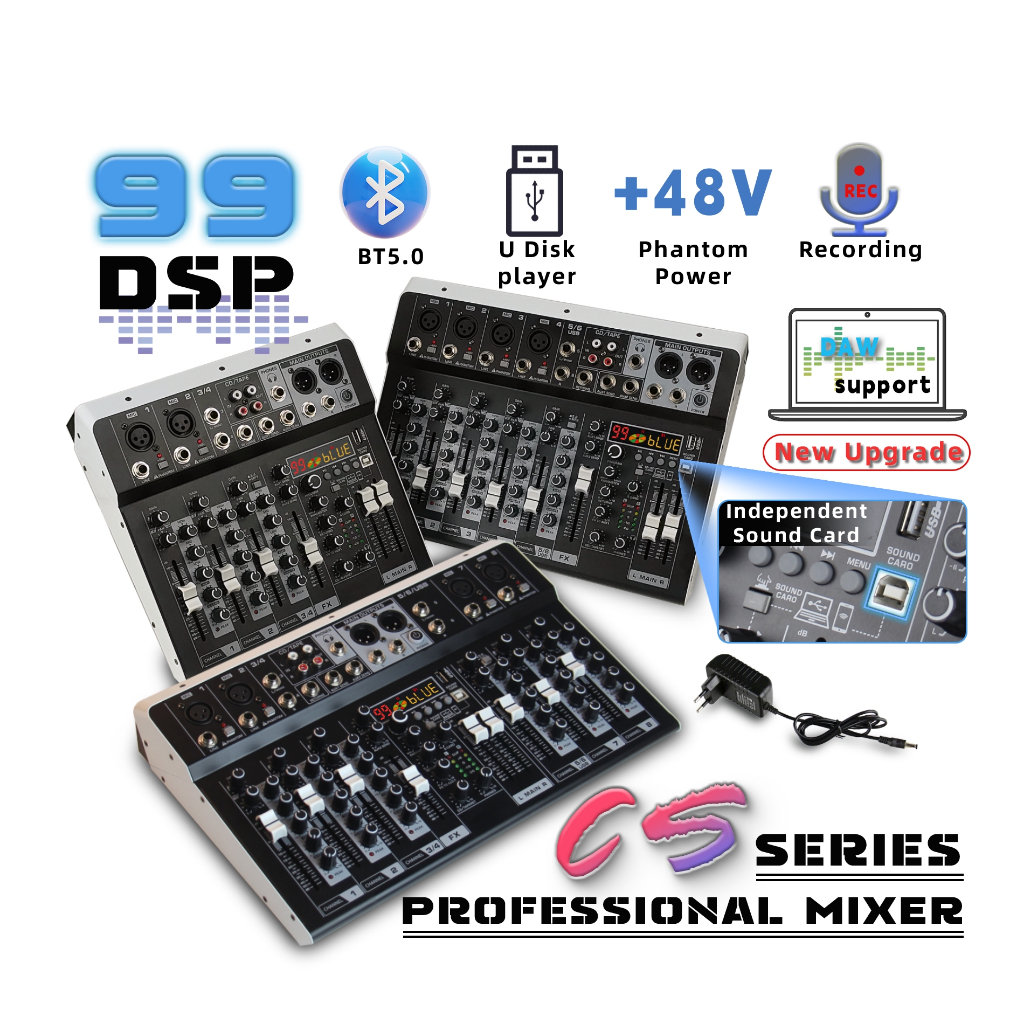 Morefand CS4 mixer พร้อม DSP Reverb เครื่องผสมที่จําเป็นสําหรับการคาราโอเกะ