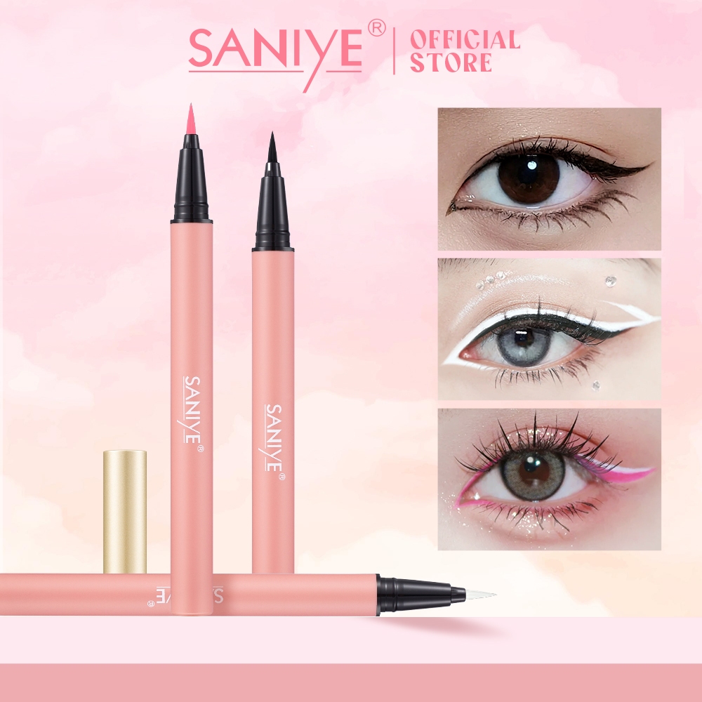SANIYE ซานี 3 สีอายไลเนอร์บางพิเศษสีดําสีขาวสีชมพูอายไลเนอร์ชนิดน้ําแห้งเร็วยาวนานตาแต่งหน้า ม418 / ม438
