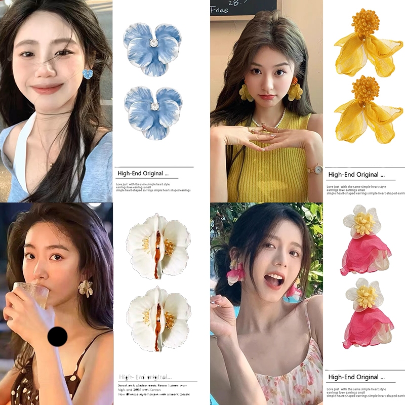 ต่างหูดอกไม้นางฟ้าสุดสไตล์ใหม่ Niche High-End สุภาพสตรีเฉพาะต่างหูต่างหู